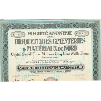 S.A. des Briqueteries Cimenteries & Matériaux du Nord (Act 100 F)