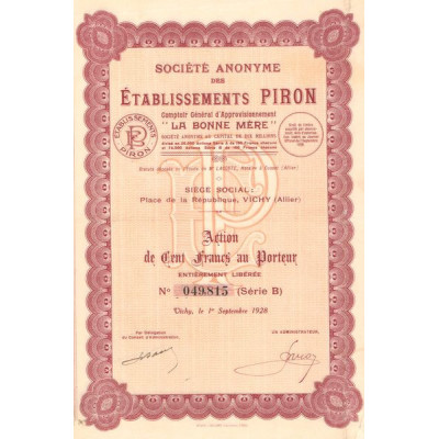 S.A. des Ets Piron Comptoir Général d'Approvisionnement "La Bonne Mère" (Act 100 F)