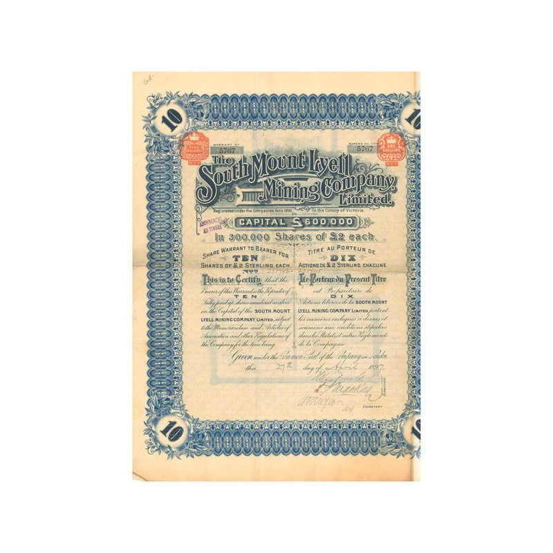 The South Mount Lyell Mining Company Ltd (Titre 10 Act 2£)