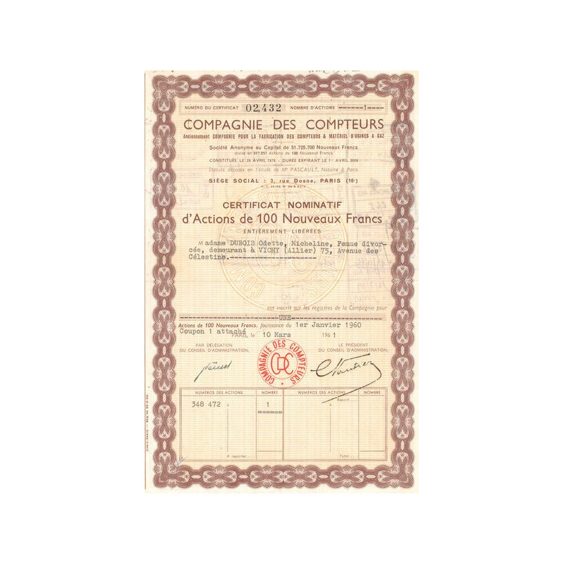 Cie des Compteurs (Act 100 NF)