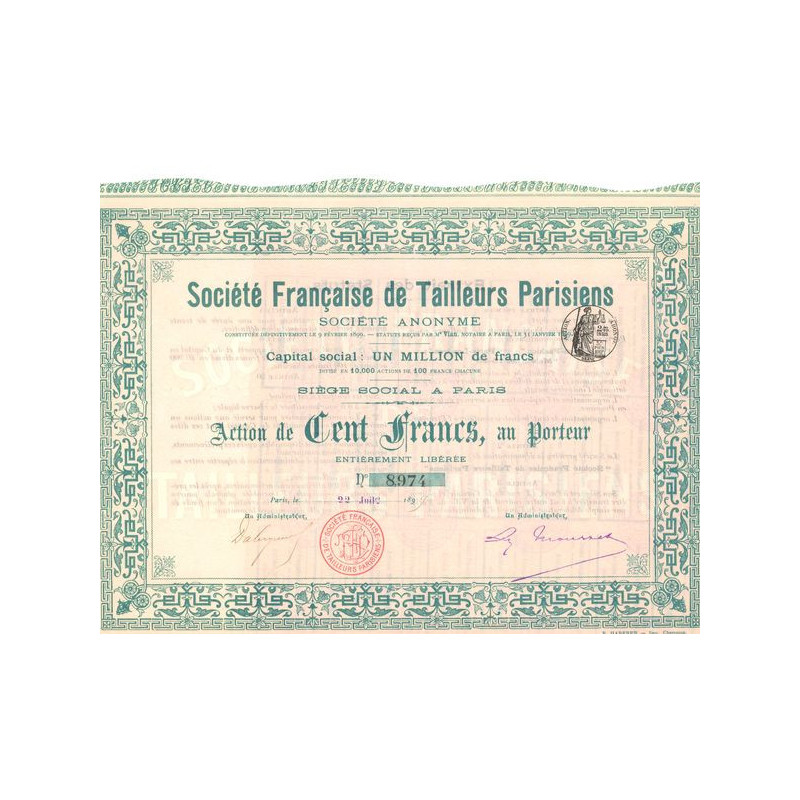 Sté Française de Tailleurs Parisiens S.A. (Act 100 F)