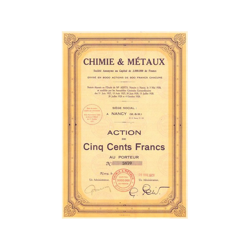 Chimie & Métaux S.A. (Act 500 F)