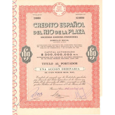 Credito Espanol del Rio de la Plata (Act 100 $)