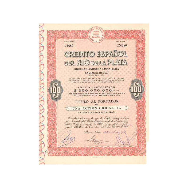 Credito Espanol del Rio de la Plata (Act 100 $)