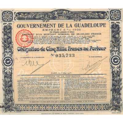Gouvernement de la Guadeloupe - Emprunt 5% 1935 (Obl 5000 F)