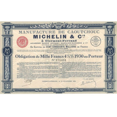 Manufacture de Caoutchouc - Michelin & Cie (Obl 1000 F 4% 1/2)