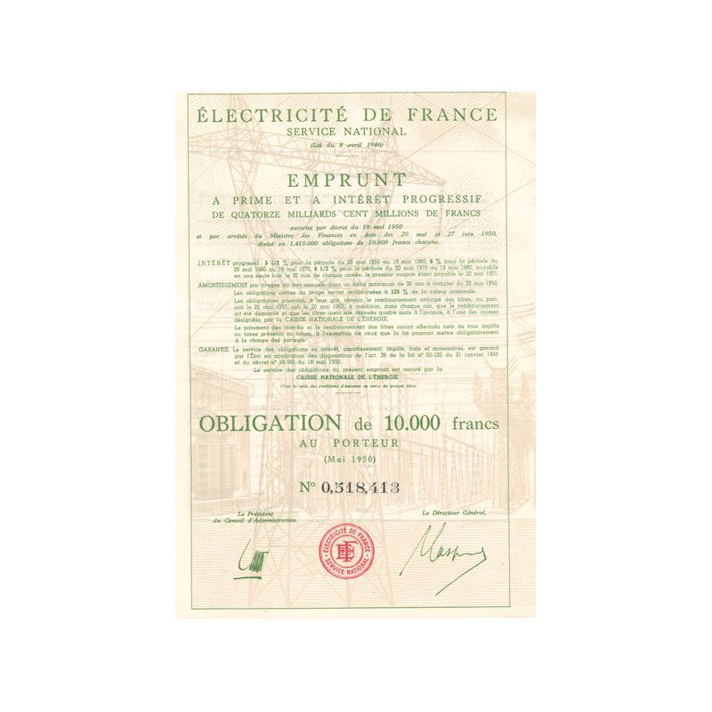 Electricité de France (Obl 10000 F)