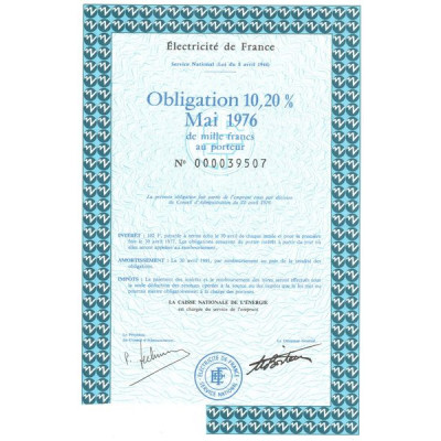 Electricité de France - (Obl 10.20 %) 1976