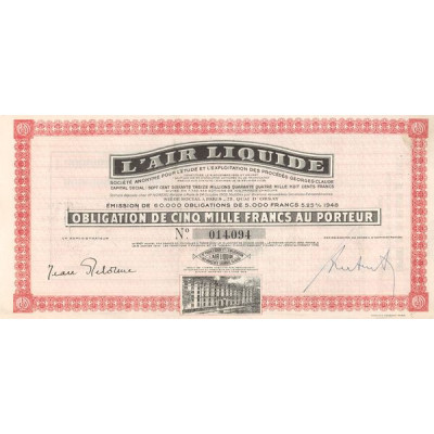 L'Air Liquide S.A. 1948 - Rouge (Obl 5000 F)