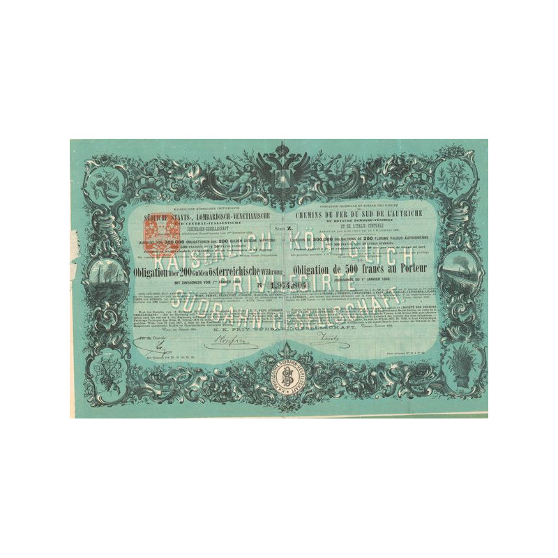 Cie des Chemins de Fer du Sud de l'Autriche (Obl 500 F)