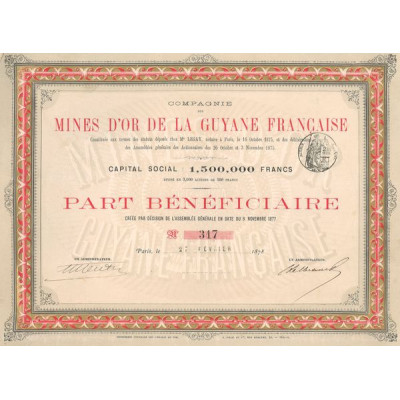 Cie des Mines d'Or de la Guyane Française (PB)