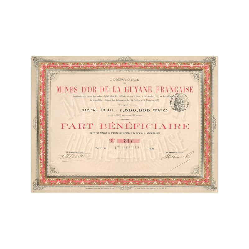 Cie des Mines d'Or de la Guyane Française (PB)