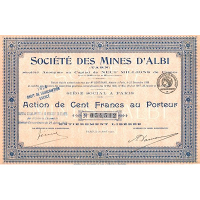 Sté des Mines d'Albi (Act 100 F)