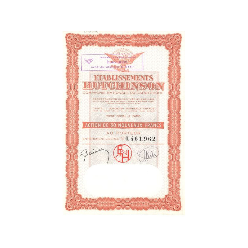Ets Hutchinson Cie Nationale du Caoutchouc (Rouge)(Act 50 NF)