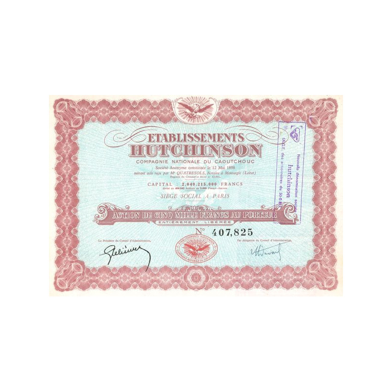 Ets Hutchinson Cie Nationale du Caoutchouc (Rouge)(Act 5000 F)