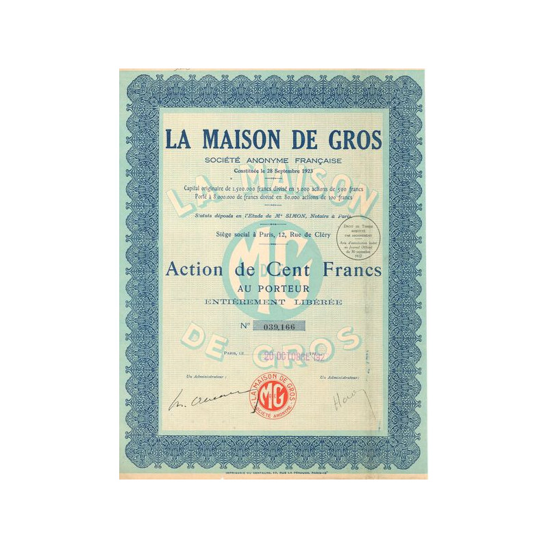 La Maison de Gros S.A. (Act 100 F)