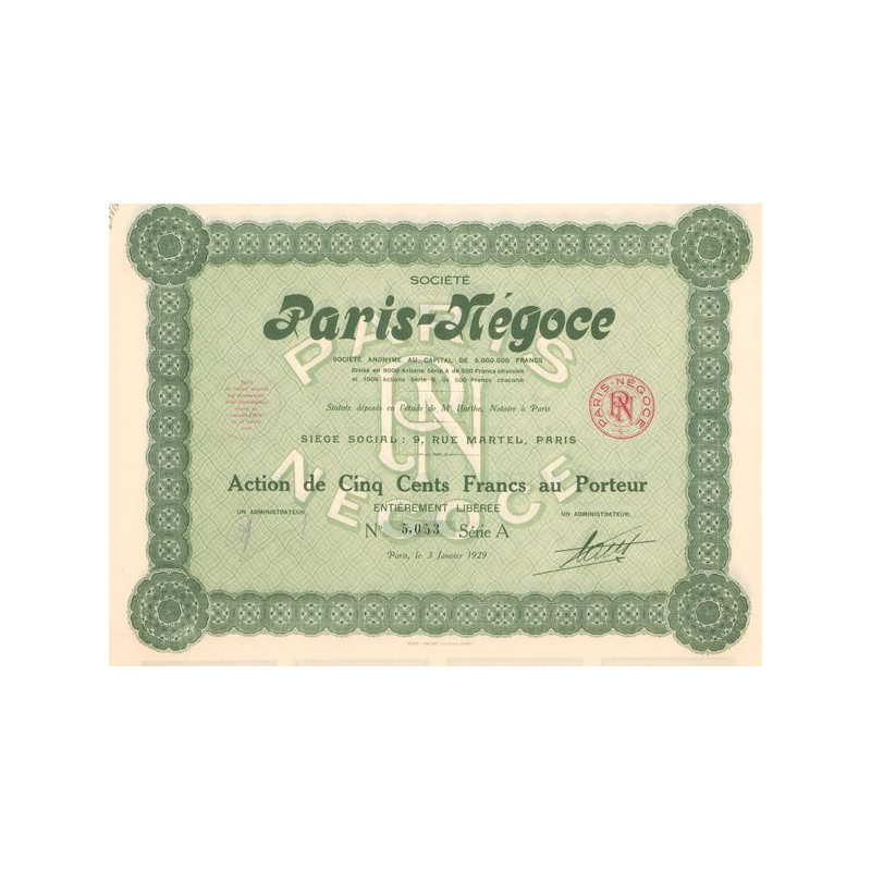 Sté Paris-Négose S.A. (Act 500 F)