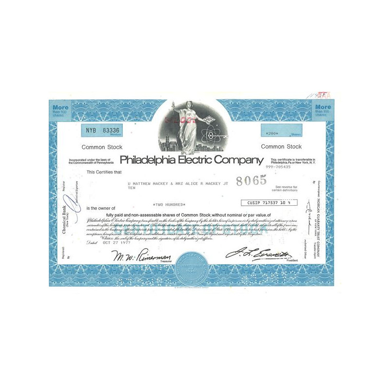 Philadelphia Electric Cy (Bleu)(Titres 200 Act)