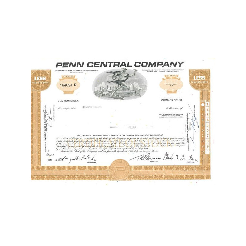 Penn Central Cy (Marron)(Titre "D" Certif Nomin)