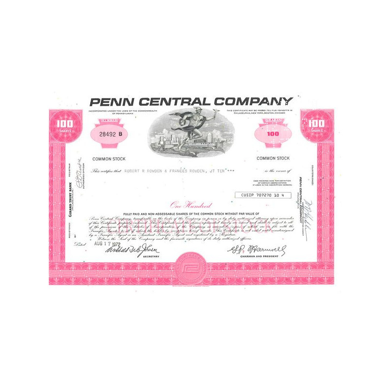 Penn Central Cy (Rose)(Titre "B" Certif Nomin)