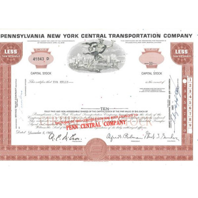 Penn Central Cy (Rouge)(Titre "D" Certif Nomin)