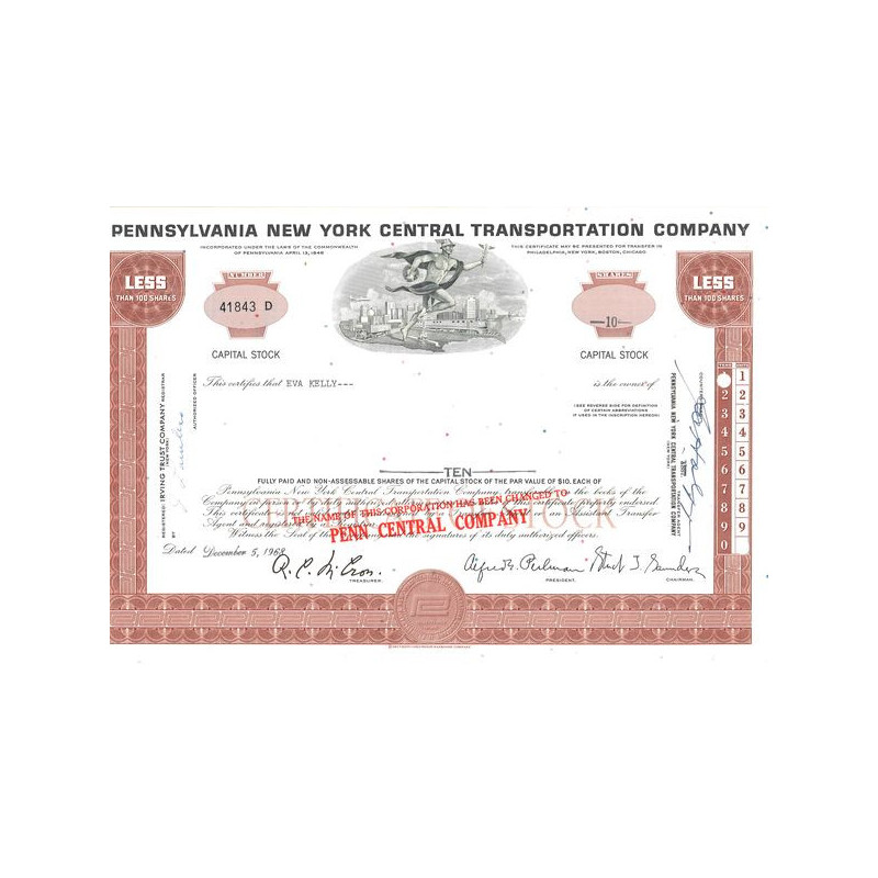 Penn Central Cy (Rouge)(Titre "D" Certif Nomin)