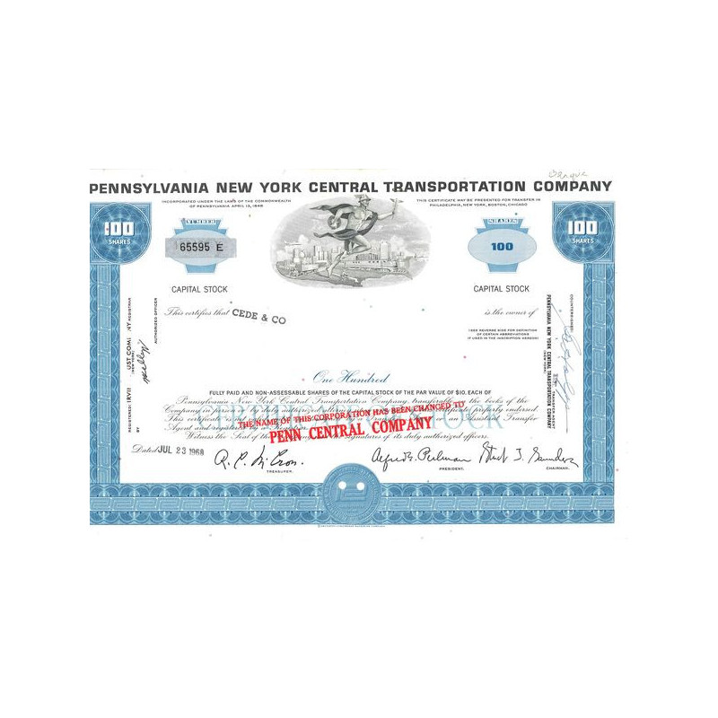 Penn Central Cy (Bleu)(Titre "E" Certif Nomin)