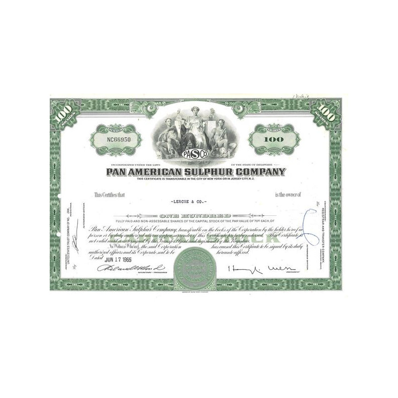 Pan Américan Sulphur Cy (CN 100 Act)
