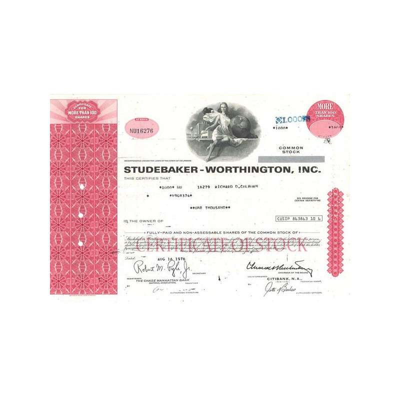 Studebaker Worthington Inc (Certif Nomin 1000 Act)