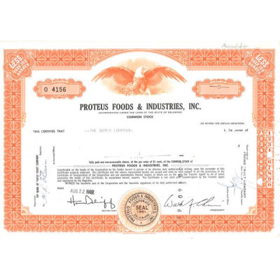Proteus Foods & Industries Inc (Titre 05 Act)