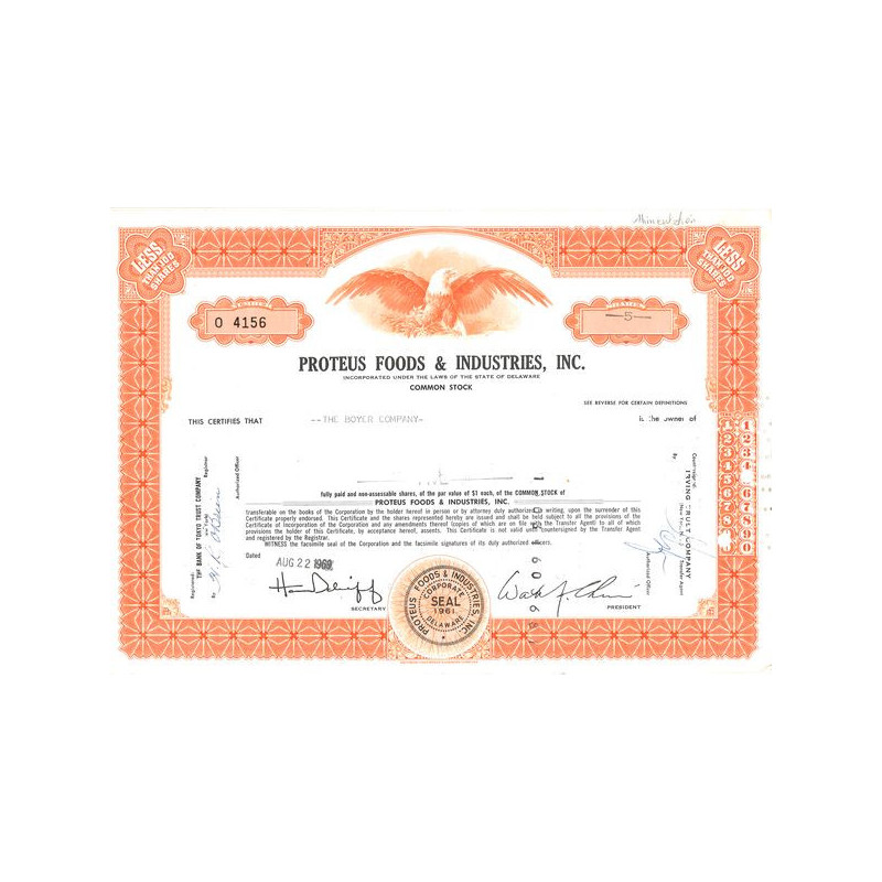 Proteus Foods & Industries Inc (Titre 05 Act)