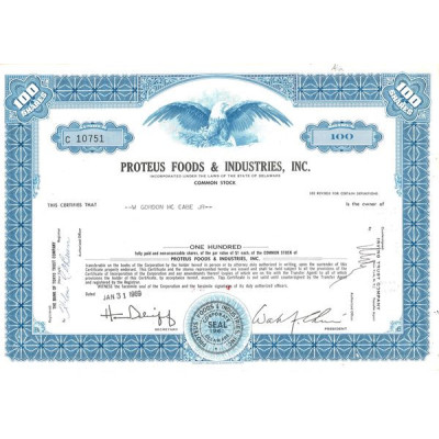 Proteus Foods & Industries Inc (Titre 100 Act)
