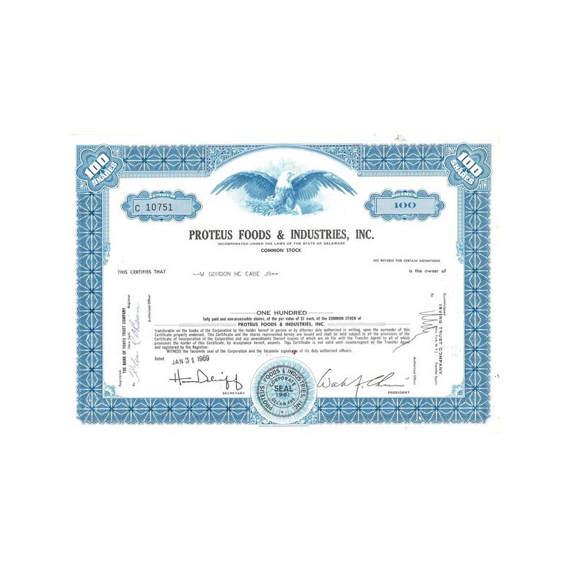 Proteus Foods & Industries Inc (Titre 100 Act)