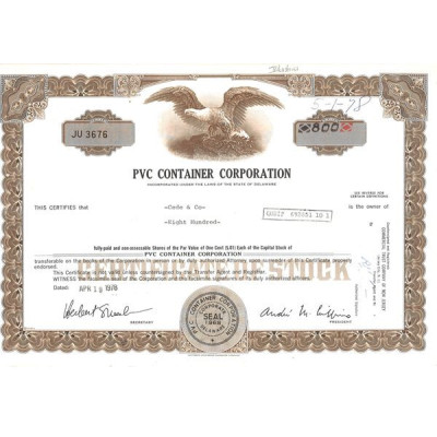 PVC Container Corp (Titre 800 Act)