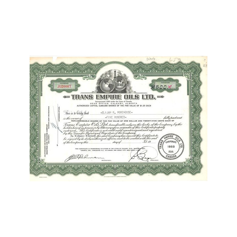 Trans Emprie Oils LTD (Titre 500 Act)