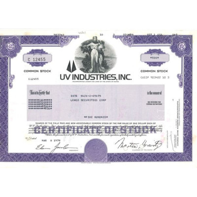 UV Industries Inc (Titre 500 Act)
