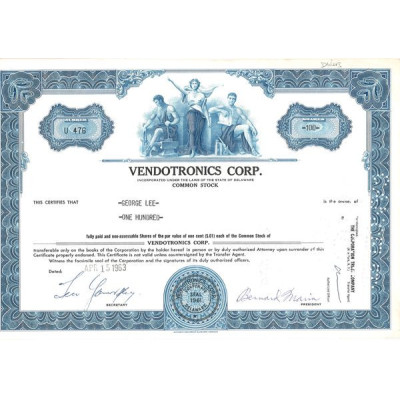 Vendotronics Corp (Titre 100 Act)