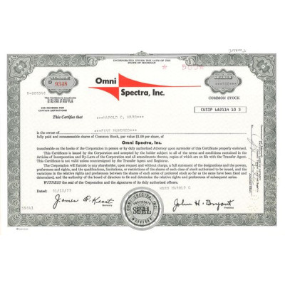 Omni Spectra Inc (Titre 500 Act)