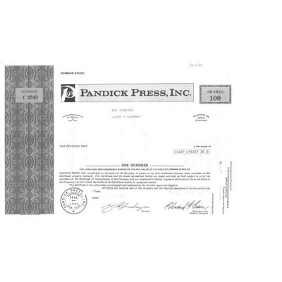 Pandick Press Inc (Titre 100 Act)