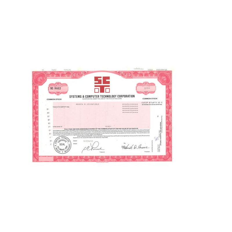 System & Computer Technology Corp (Titre 2750 Act)