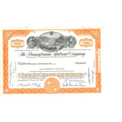 The Pennsylvania Railroad Cy (Certif Nomin Titre 25 Act 10$)