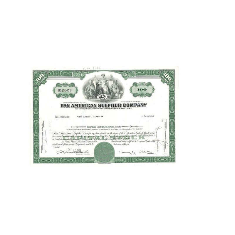 Pan American Sulphuer Cy (Titre 100 Act)