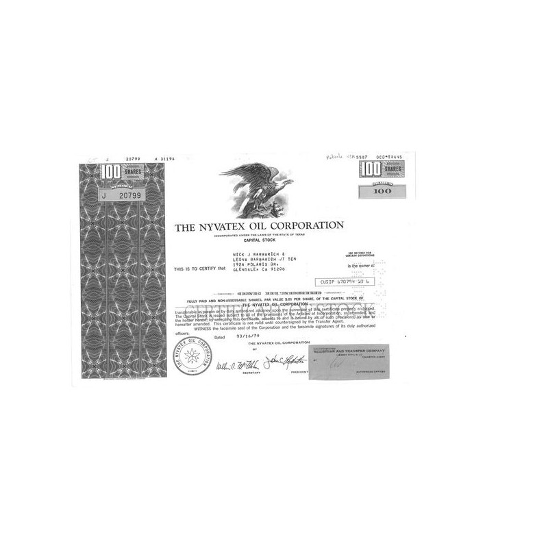 The Nyvatex Oil Corp (Titre 100 Act)