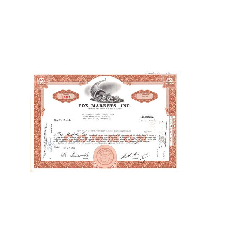 Fox Markets Inc (Titre 01 Act)