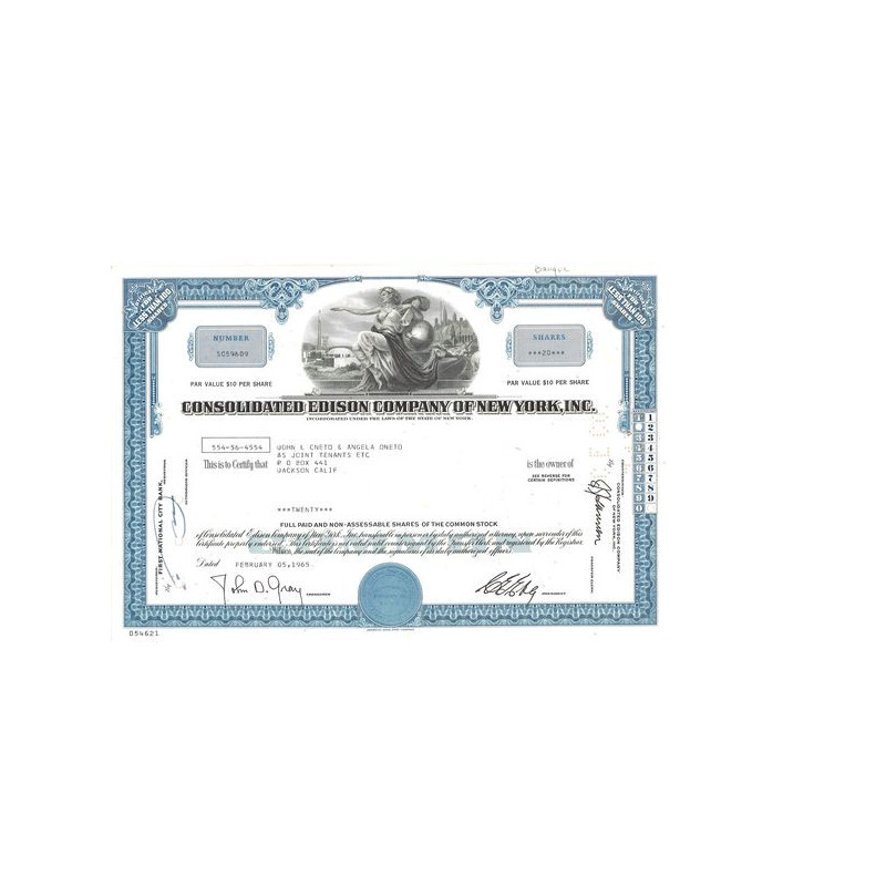 Consolidated Edison Cy of New York Inc (Titre 20 Act)