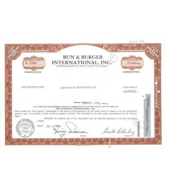 Bun & Burger International Inc (Titre 25 Act)