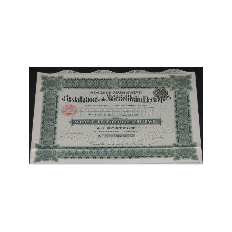 Sté Marocaine d'Installations et de Matériel Hydro-Electriques (Act P)