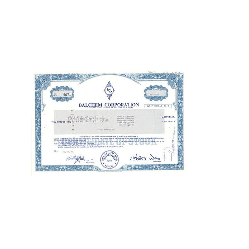 Balchem Corp (Titre 500 Act)