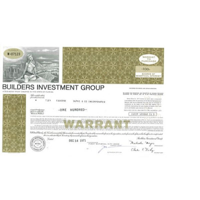 Builders Investment Group (Verte)(Certif Nomin)