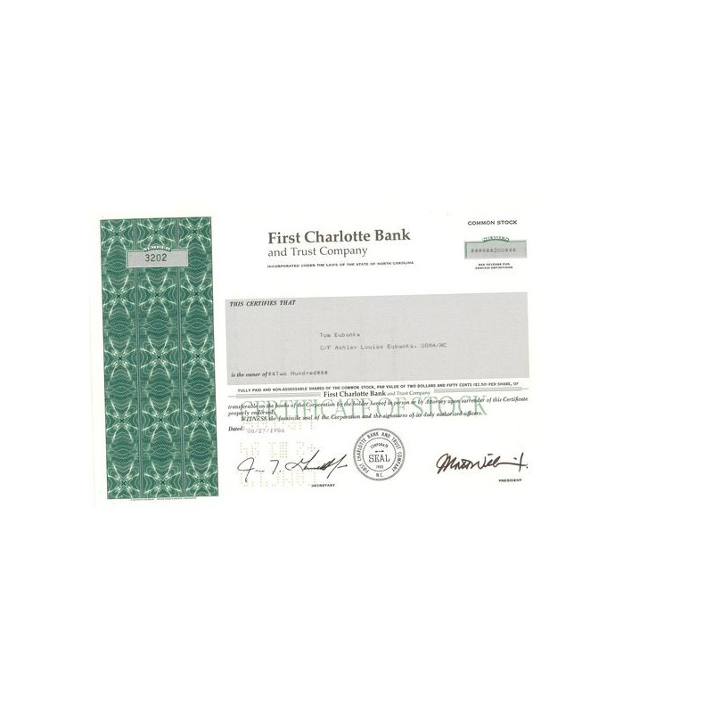First Charlotte Bank and Trust Cy (Certif Nomin)